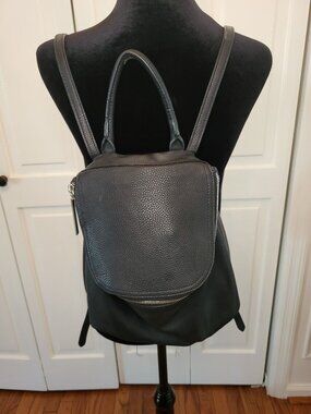 Joneswear Signature Black Faux Leather Mini Backpack Purse Classic Preppy Travel